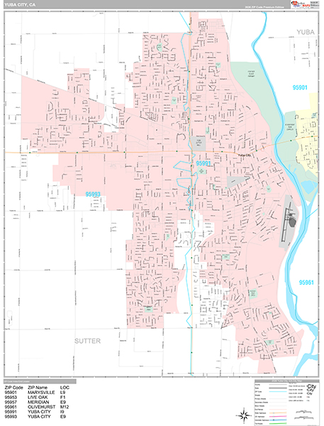 Yuba City Wall Map